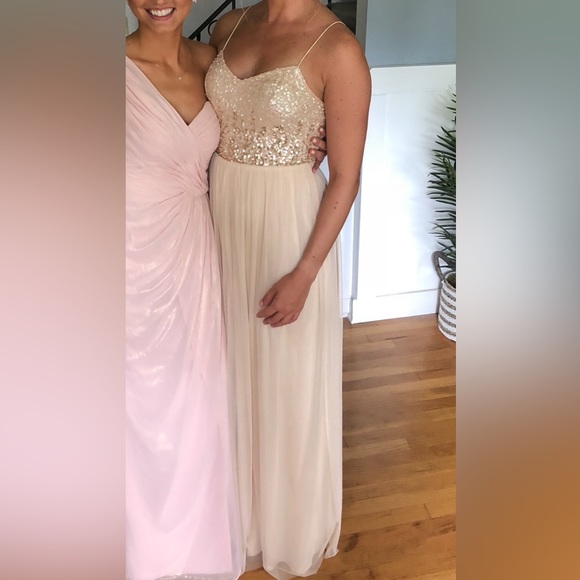 Adrianna Papell Women's Beige Sequined Sleeveless Gown Formal Dress - Picture 2 of 16